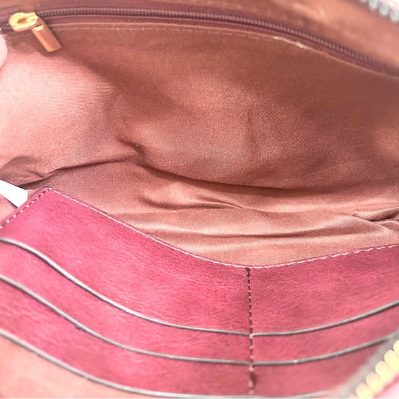 NWTO Metro Muse Burgundy Vegan Leather Clutch - Picture 5 of 7